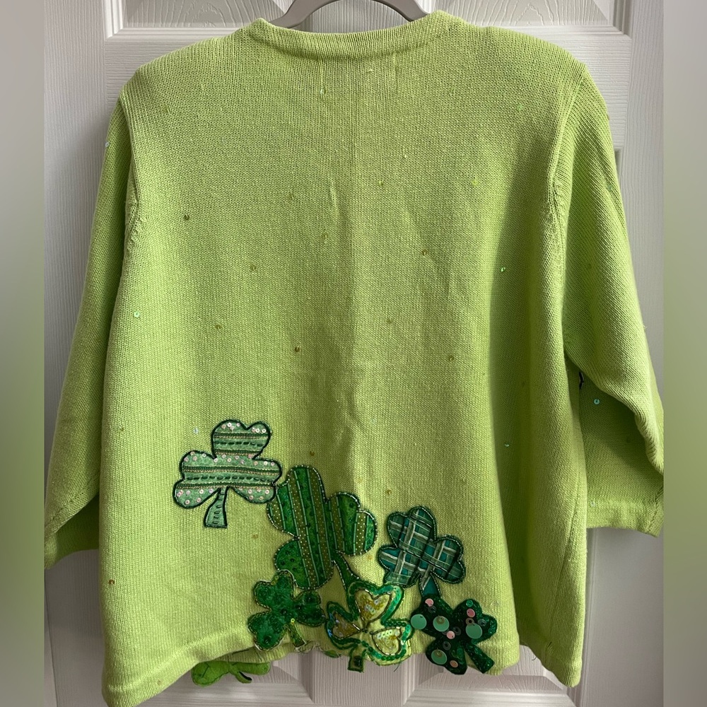 Vintage Design Options by Philip & Jane Shamrock St. Patrick’s Cardigan Sweater - Picture 5 of 5
